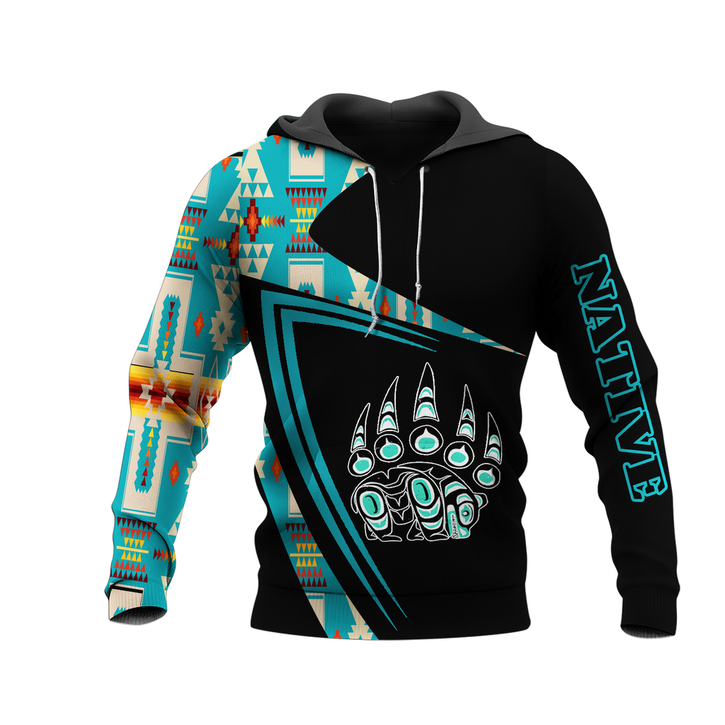 HD0013185 Bear Pattern Native American Pride 3D Hoodie