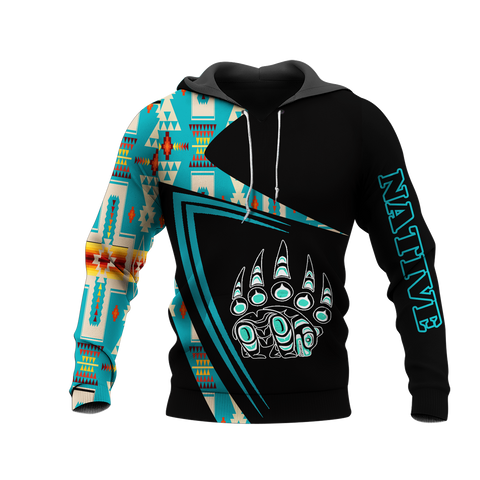 HD0013185 Bear Pattern Native American Pride 3D Hoodie