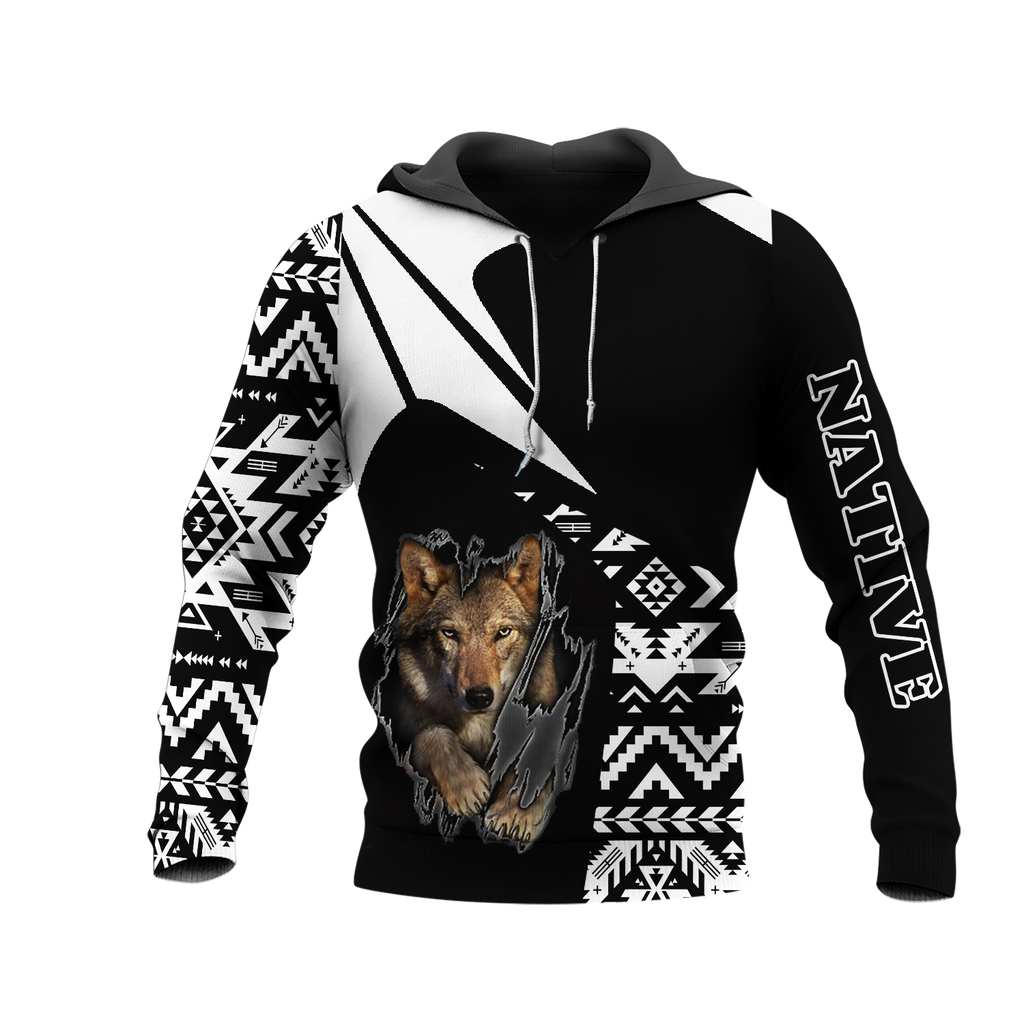 HD0013202 Wolf Native American Pride 3D Hoodie