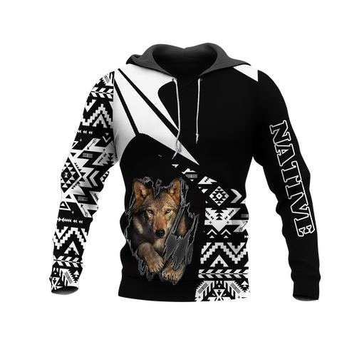 HD0013202 Wolf Native American Pride 3D Hoodie