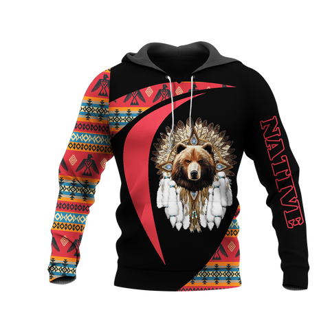 HD0013245 Bear Native American Pride 3D Hoodie