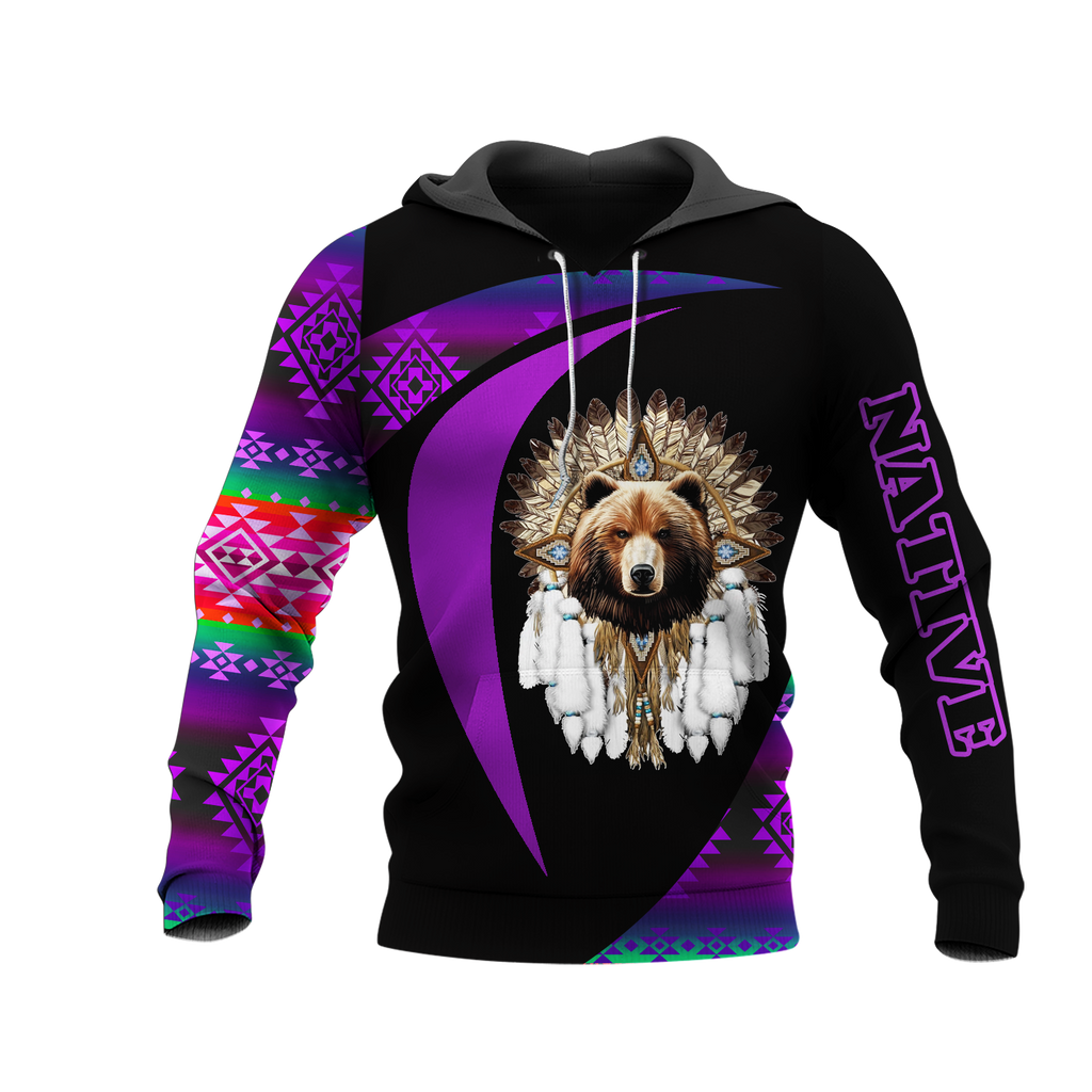 HD0013246 Bear Native American Pride 3D Hoodie