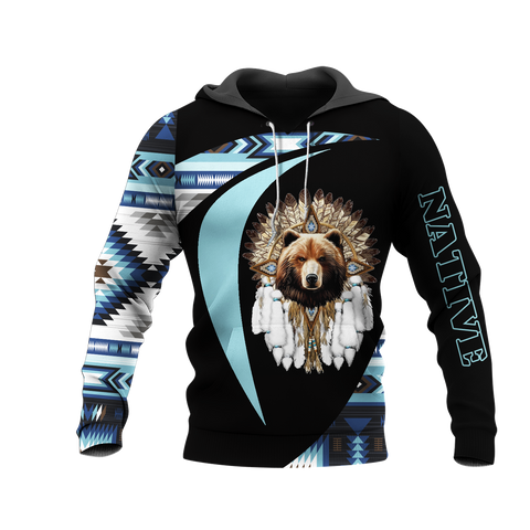 HD0013247 Bear Native American Pride 3D Hoodie