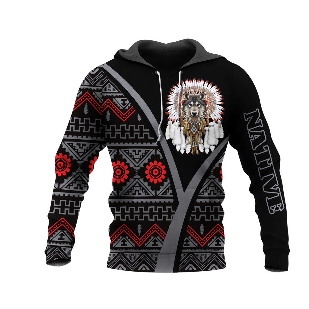 HD0013296 Wolf Symbol Native American Pride 3D Hoodie