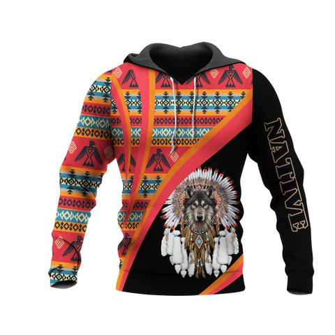 HD0013313 Wolf Native American Pride 3D Hoodie