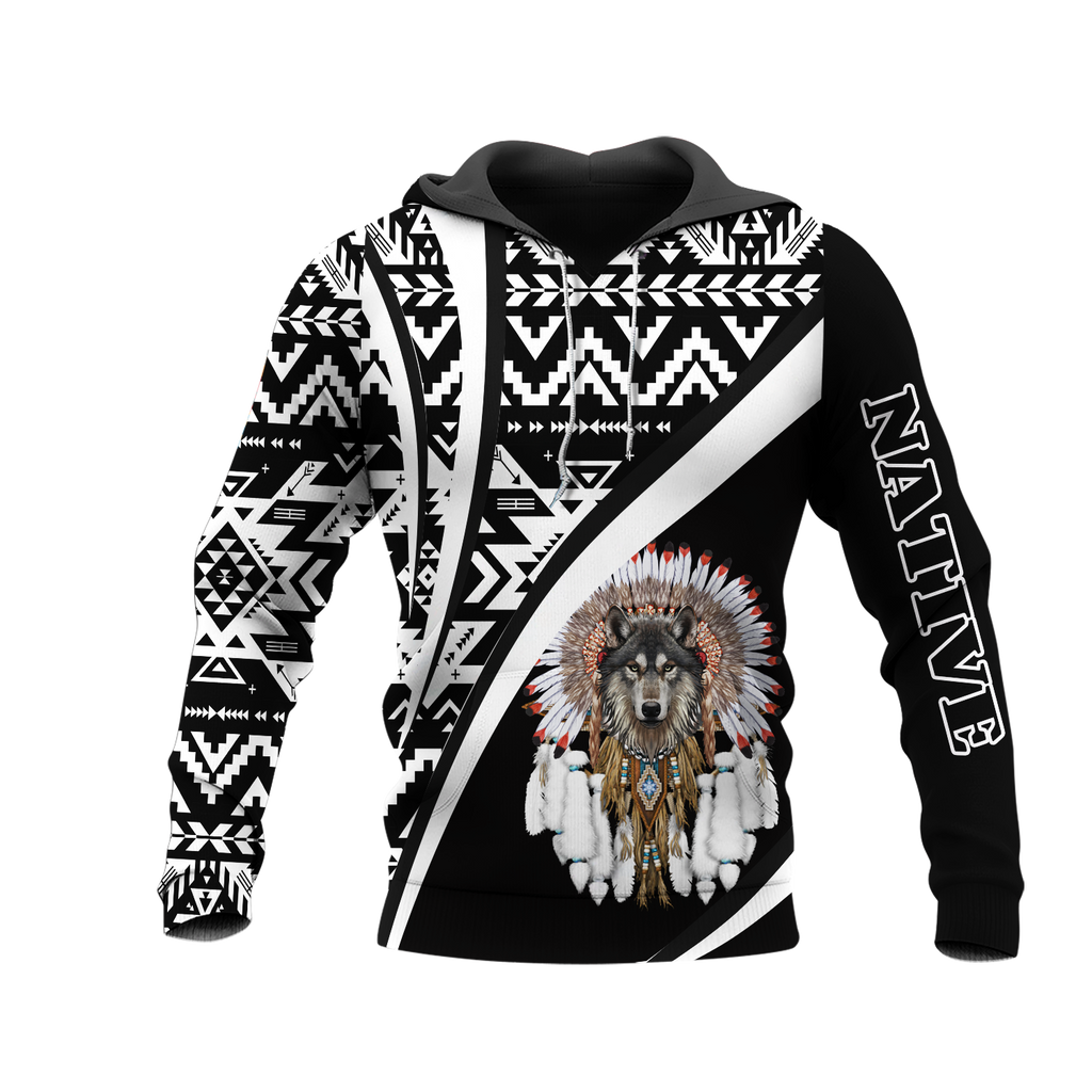 HD0013314 Wolf Native American Pride 3D Hoodie