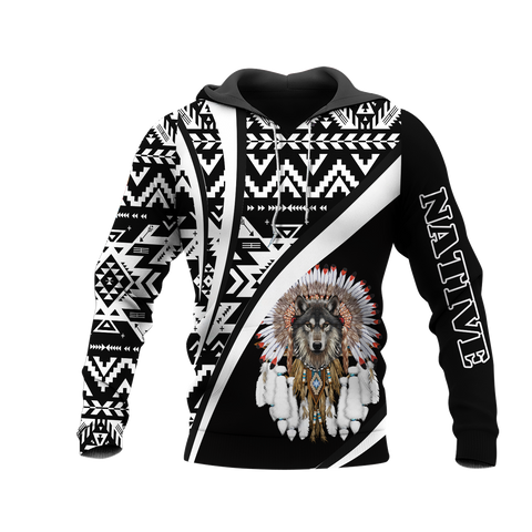 HD0013314 Wolf Native American Pride 3D Hoodie