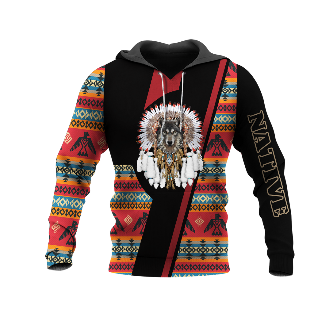 HD0013338 Wolf Native American Pride 3D Hoodie