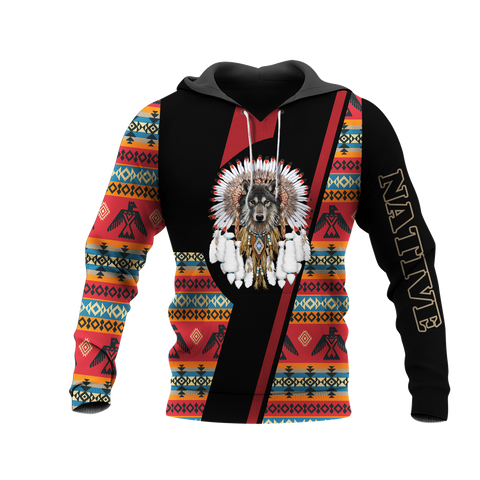 HD0013338 Wolf Native American Pride 3D Hoodie