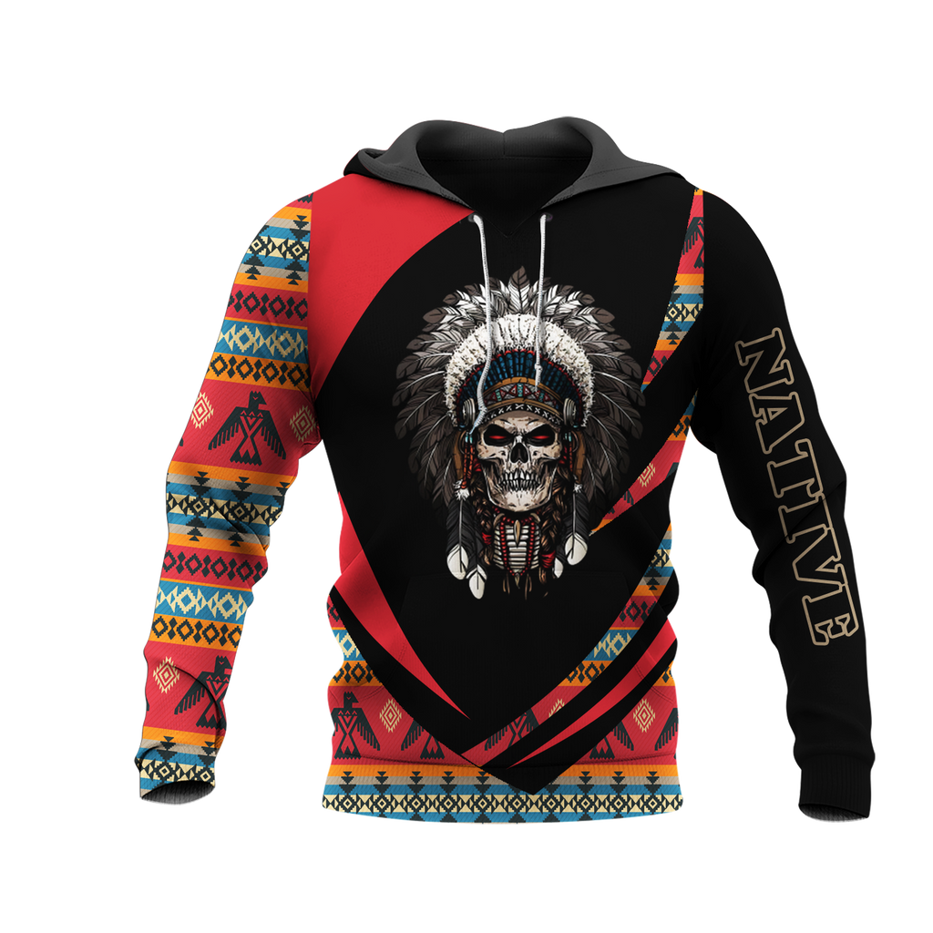 HD0013356 Skull Native American Pride 3D Hoodie