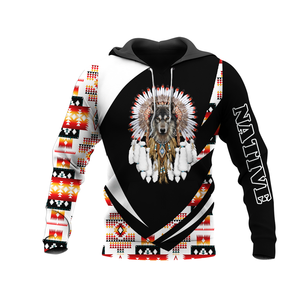 HD0013358 Wolf Native American Pride 3D Hoodie