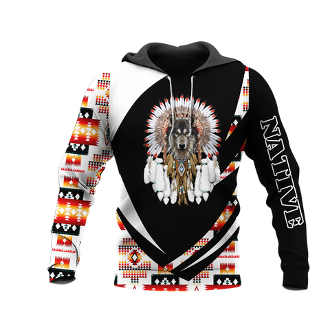 HD0013358 Wolf Native American Pride 3D Hoodie