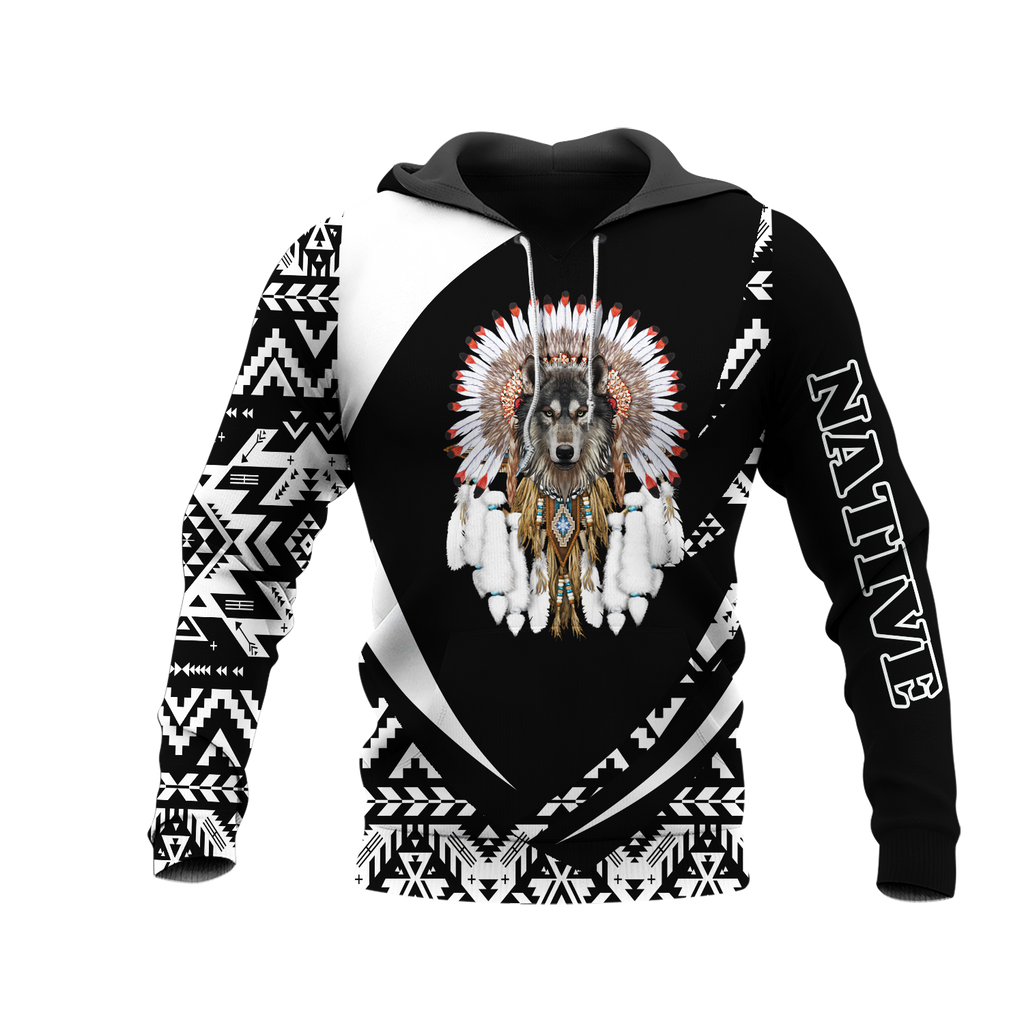 HD0013359 Wolf Native American Pride 3D Hoodie