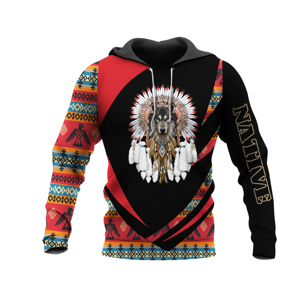 HD0013361 Wolf Native American Pride 3D Hoodie