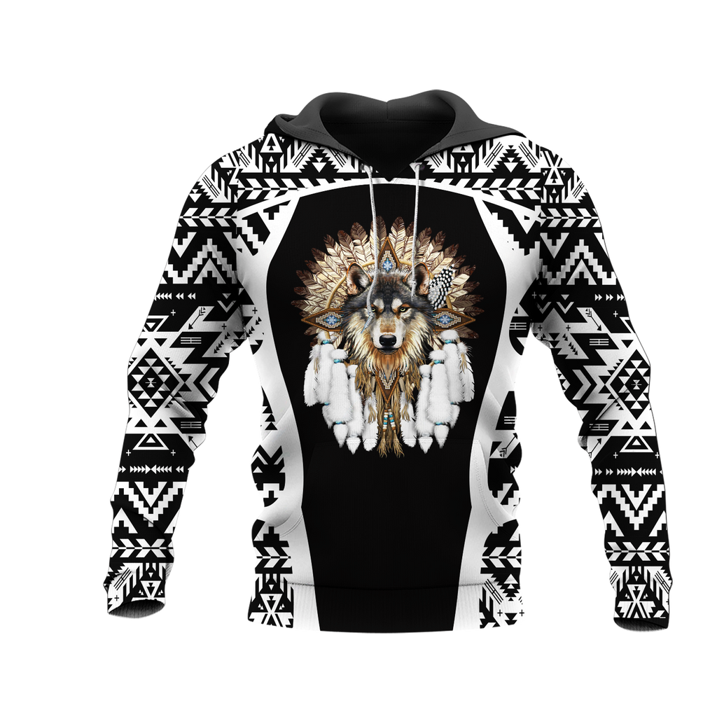 HD0013379 Wolf Native American Pride 3D Hoodie