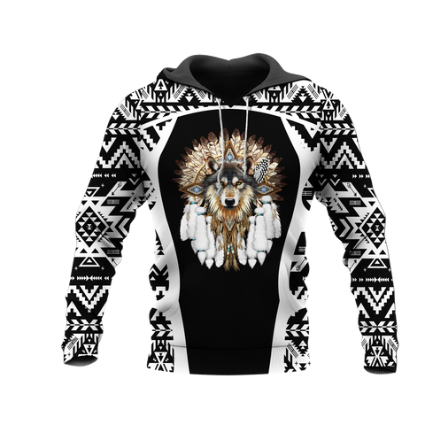 HD0013379 Wolf Native American Pride 3D Hoodie