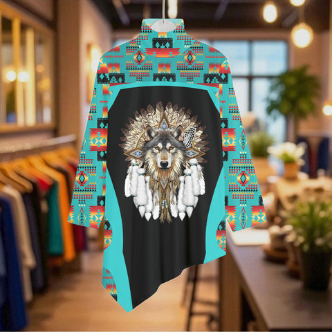 HD0013381 Native American Women Turtleneck Asymmetrical Hem Tunic
