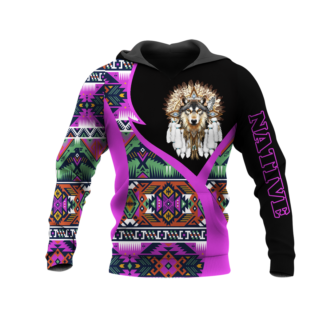 HD0013473 Wolf Native American Pride 3D Hoodie