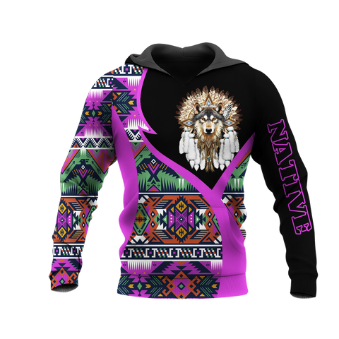 HD0013473 Wolf Native American Pride 3D Hoodie