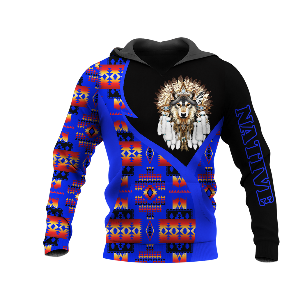 HD0013476 Wolf Native American Pride 3D Hoodie