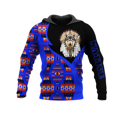 HD0013476 Wolf Native American Pride 3D Hoodie