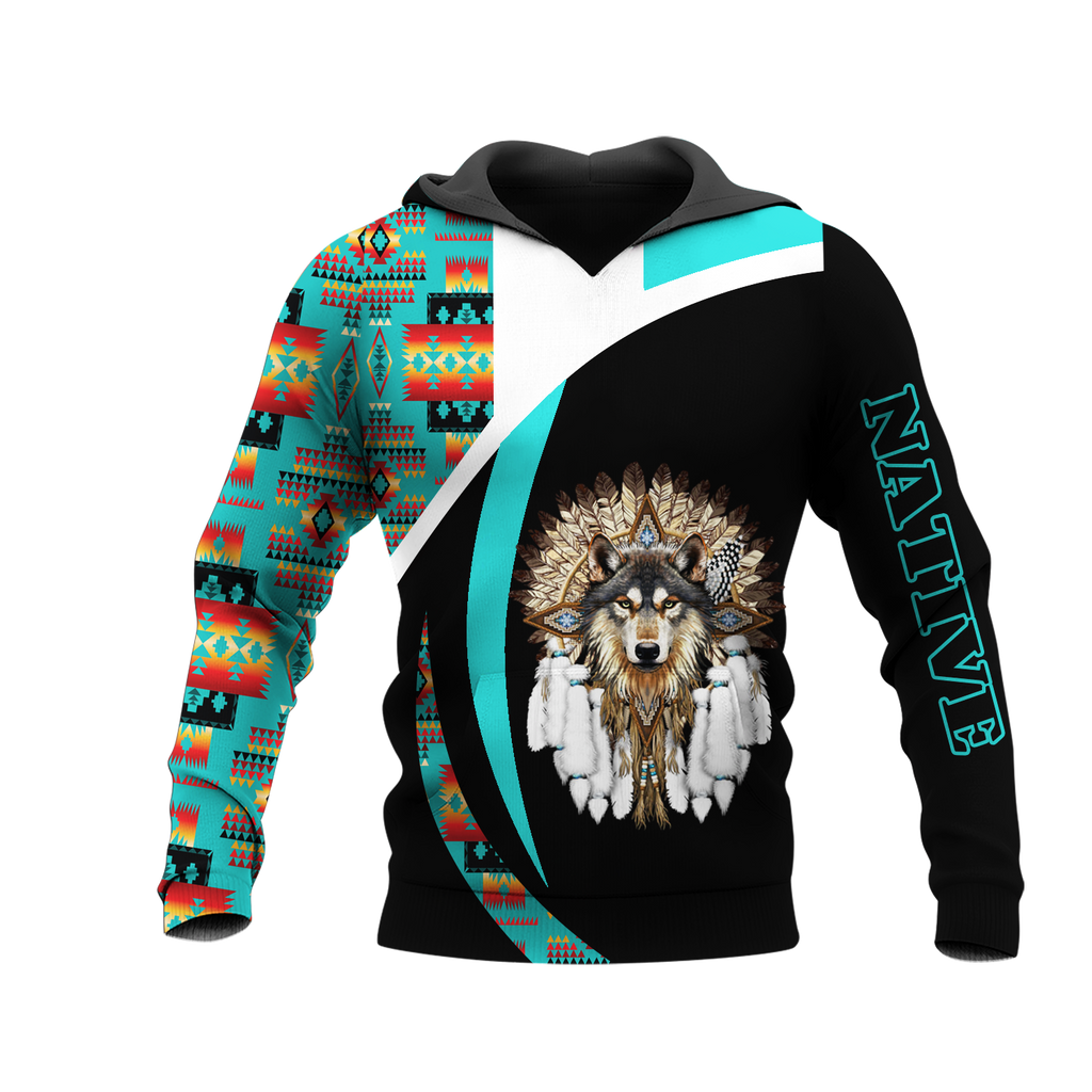 HD0013491 Wolf Native American Pride 3D Hoodie