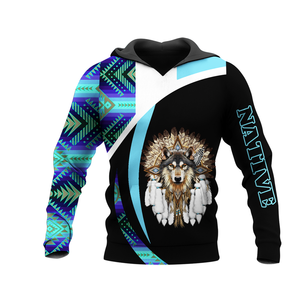 HD0013492 Wolf Native American Pride 3D Hoodie