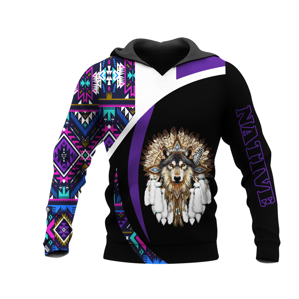 HD0013493 Wolf Native American Pride 3D Hoodie