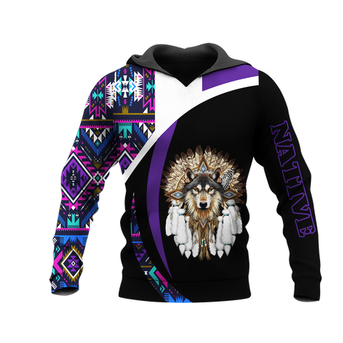 HD0013493 Wolf Native American Pride 3D Hoodie