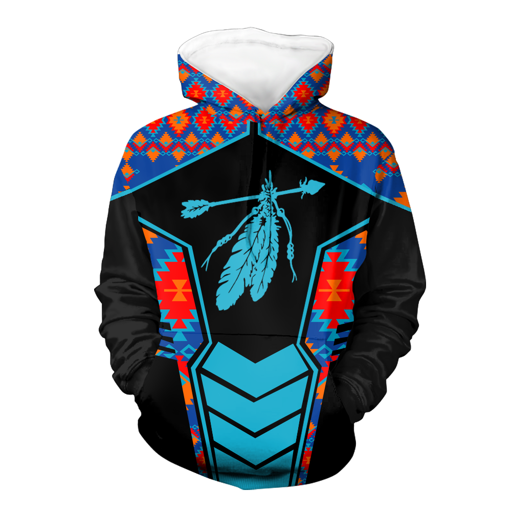 Powwow StoreHD000662 Pattern Native Pride 3D Hoodie