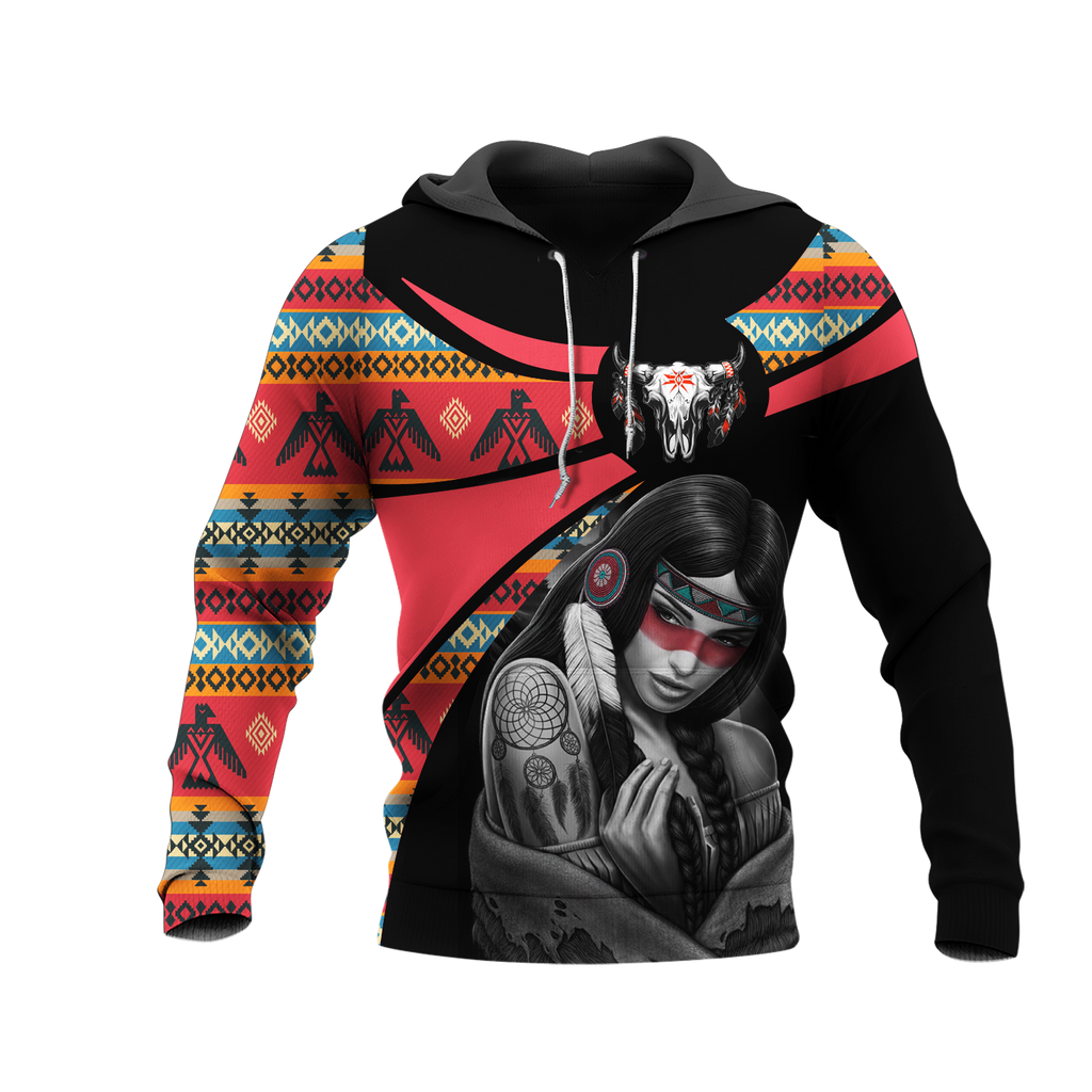 Powwow StoreHD000776 Pattern Native Pride 3D Hoodie