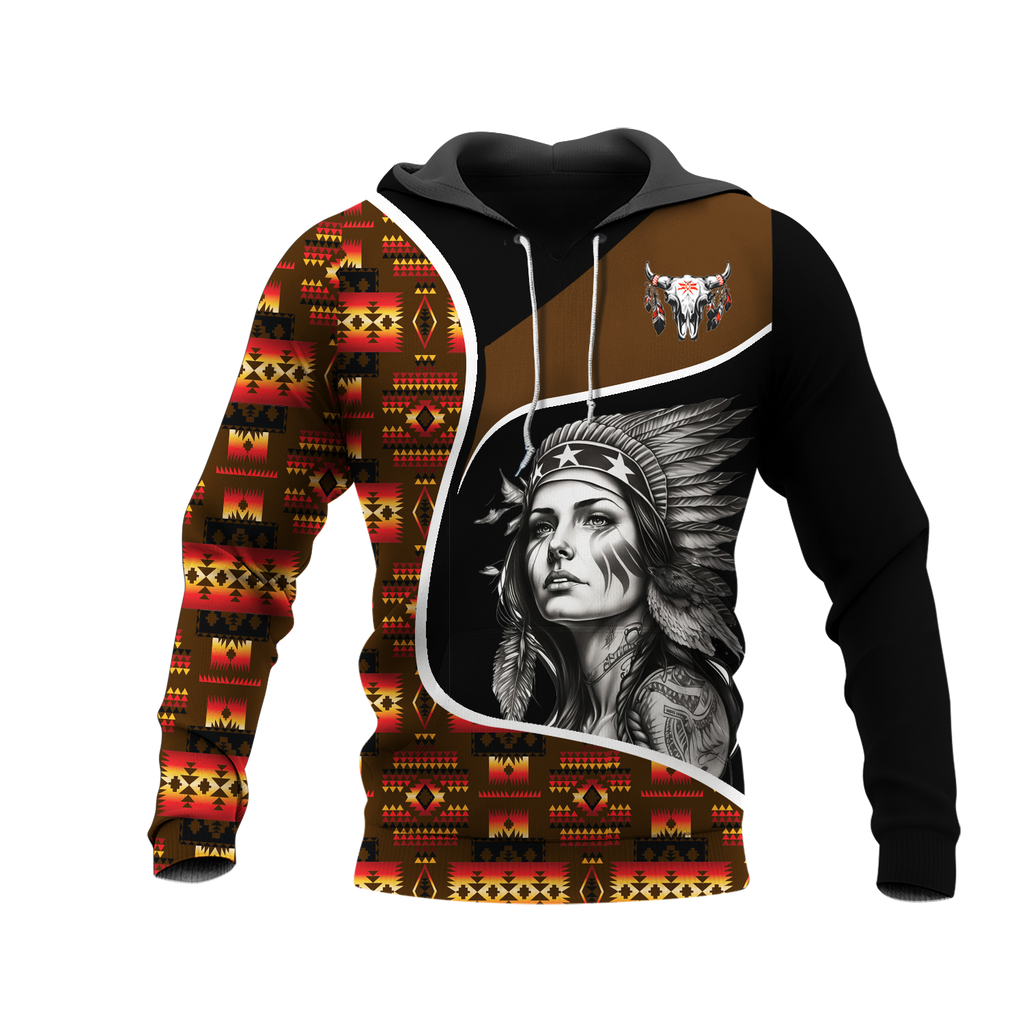 Powwow StoreHD000937 Pattern Native Pride 3D Hoodie