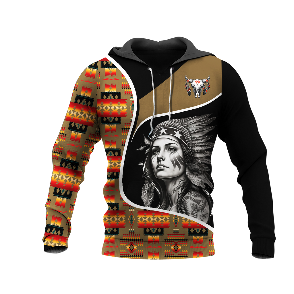 Powwow StoreHD000953 Pattern Native Pride 3D Hoodie