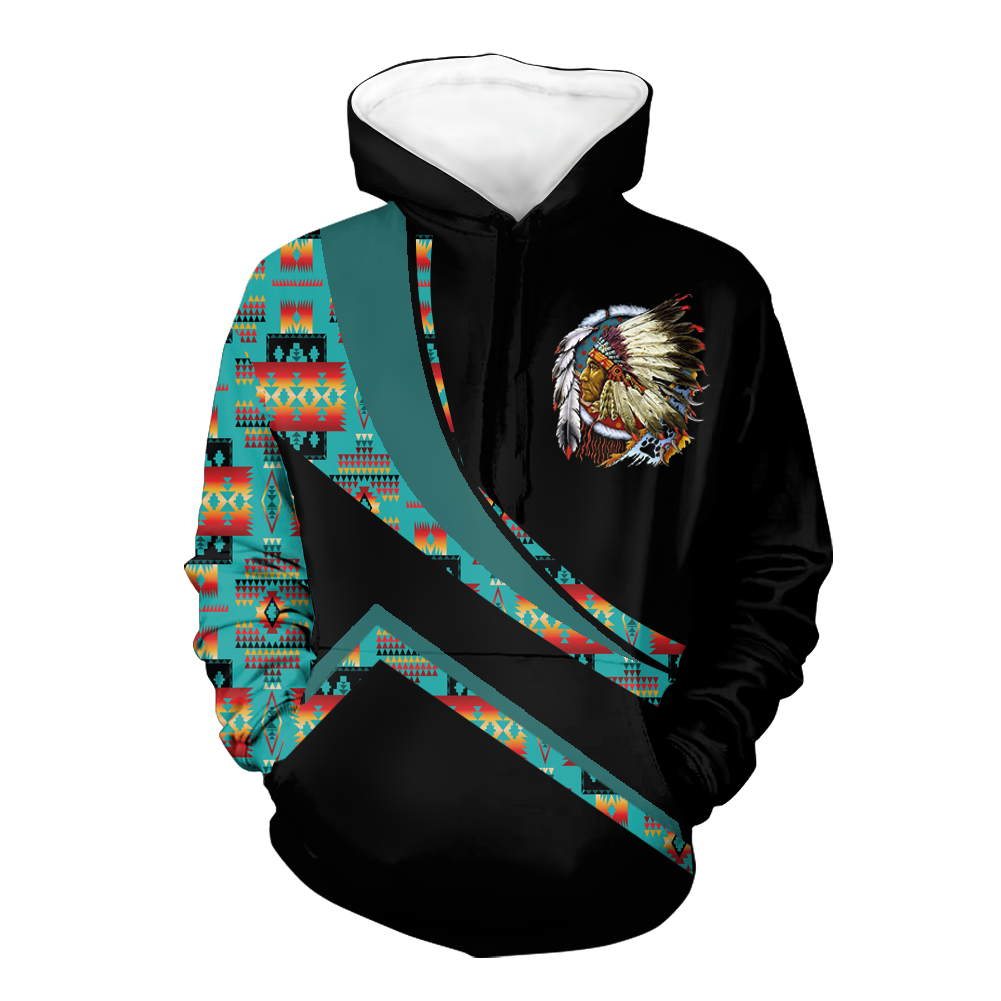 Powwow StoreHD001024 Pattern Native Pride 3D Hoodie