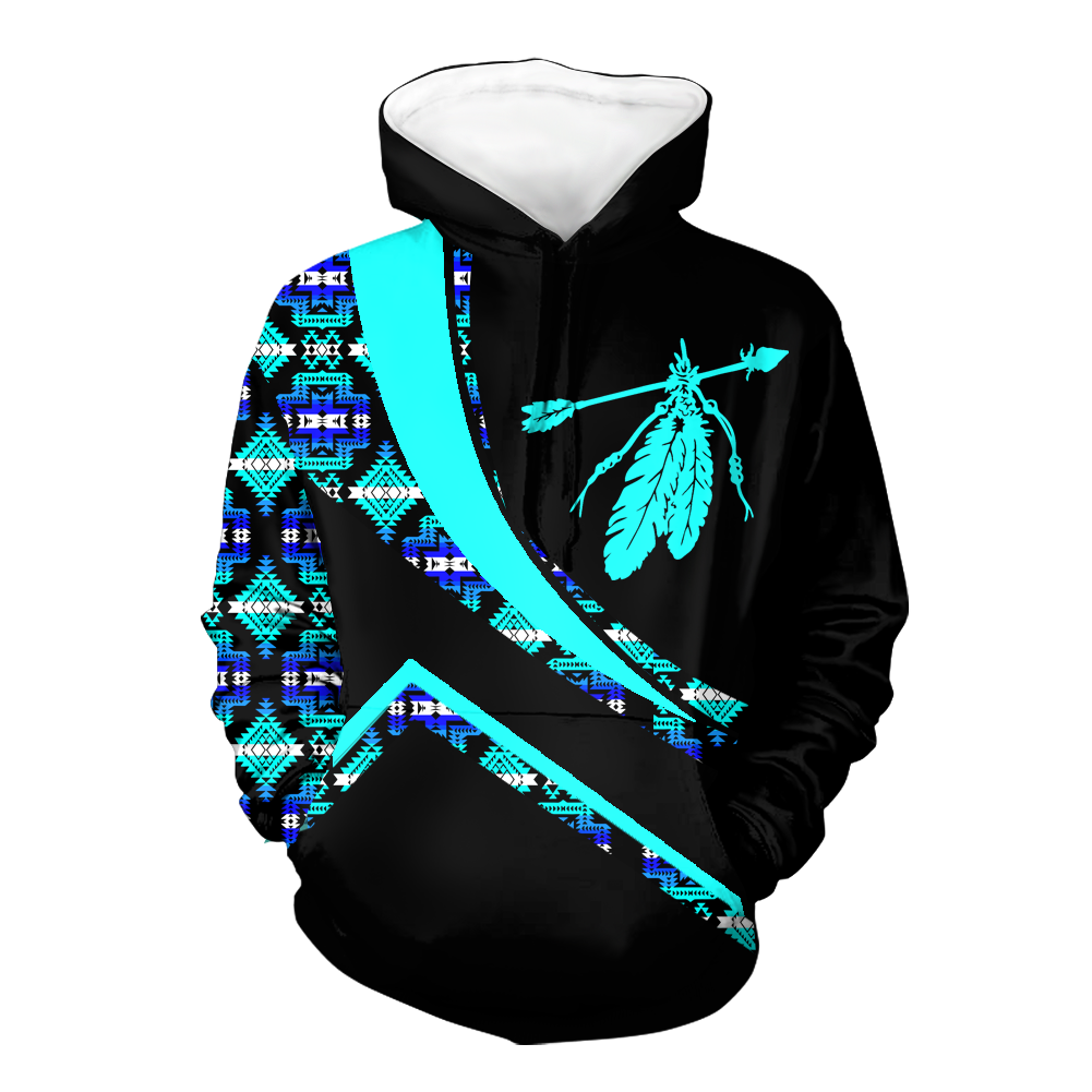 Powwow StoreHD001040 Pattern Native Pride 3D Hoodie