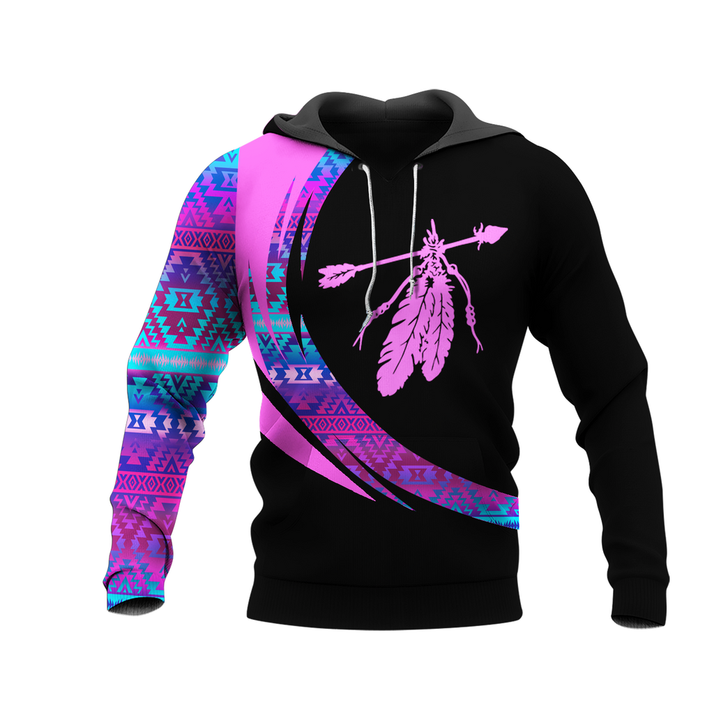 Powwow StoreHD001055 Pattern Native Pride 3D Hoodie