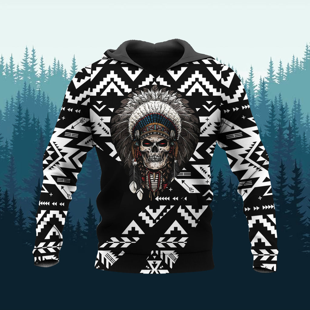 HD260114M01 Skull Chief Native American Pride 3D Hoodie