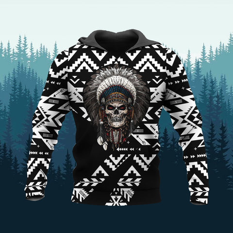 HD260114M01 Skull Chief Native American Pride 3D Hoodie