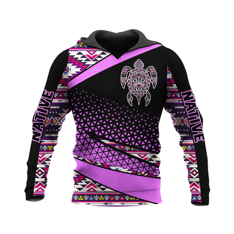 HD250114M02 Purple Turtle Tribal Native American Pride 3D Hoodie