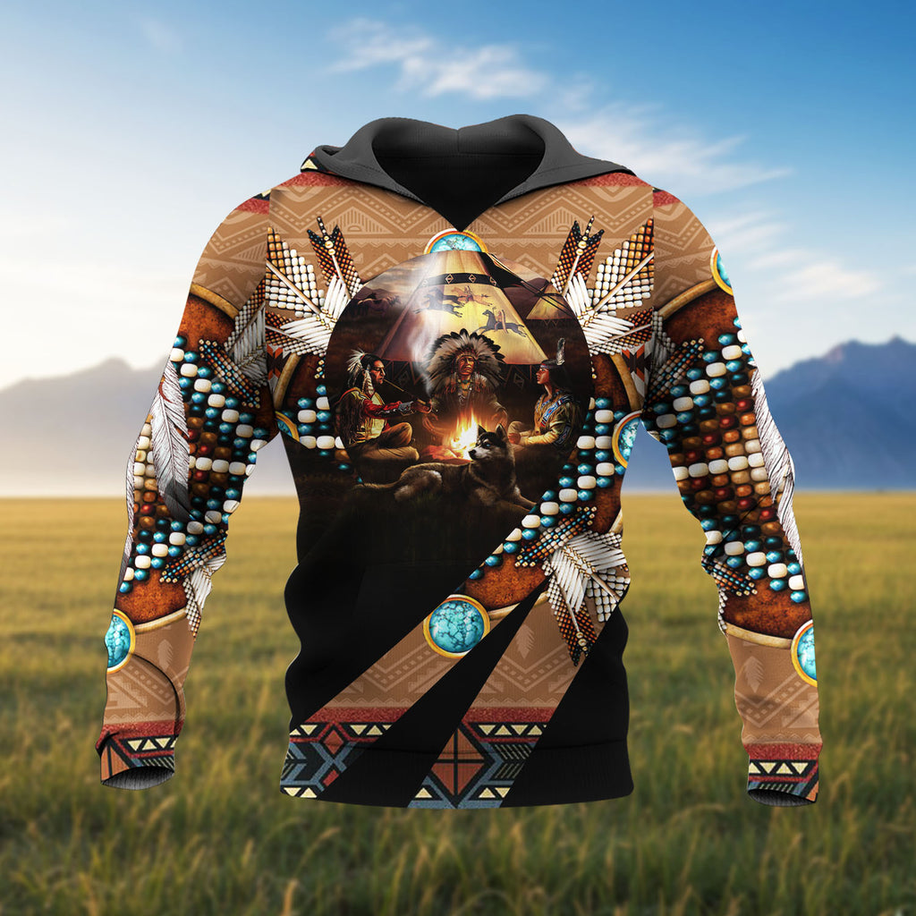 HD260114M03 Chief Native American Pride 3D Hoodie