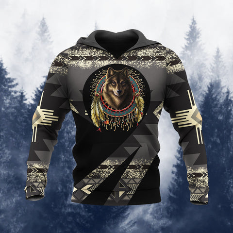 HD260114M19 Wolf Native American Pride 3D Hoodie