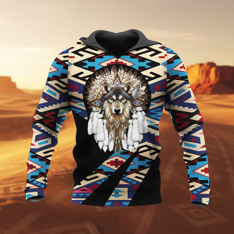 HD260114M20 Wolf Native American Pride 3D Hoodie