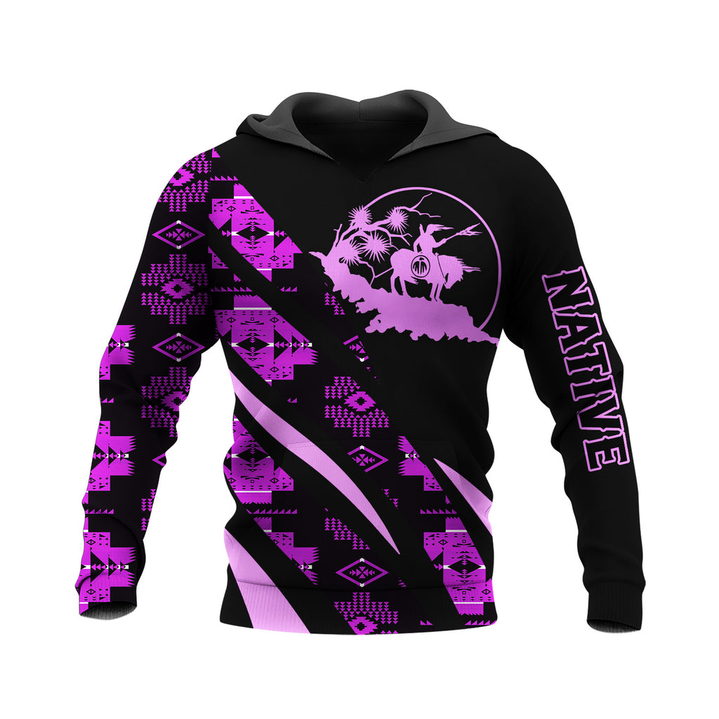 HD250121M05 Purple Warrior Native American Pride 3D Hoodie