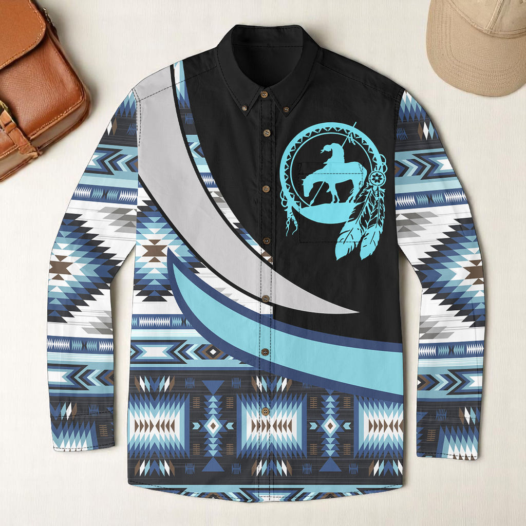 HD250122M01 Trail Of Tear Native American Men Casual Lapel Long Sleeve Shirt