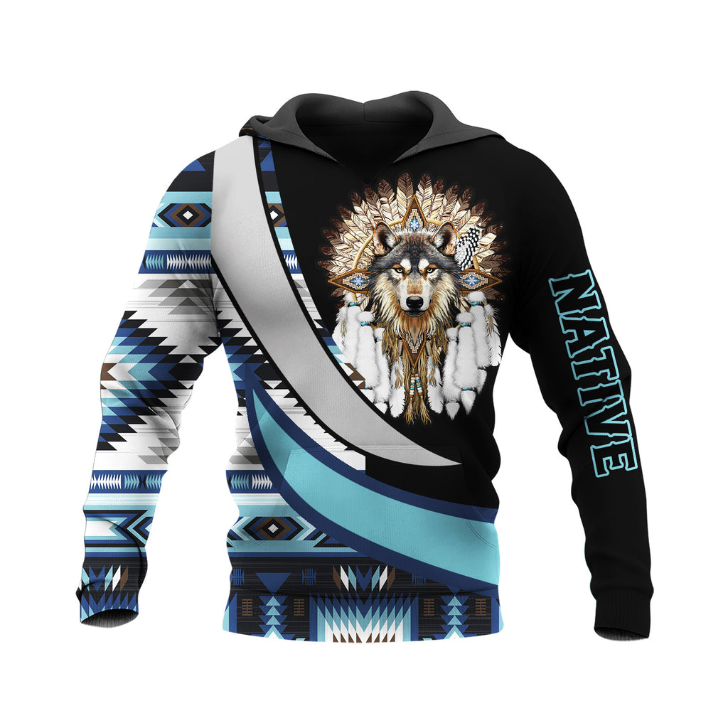 HD250122M02 Wolf Chief Native American Pride 3D Hoodie