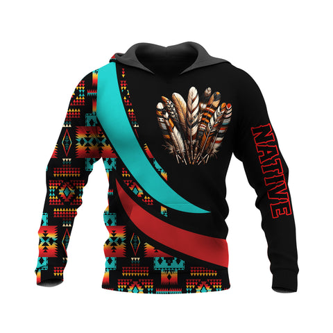 HD250122M04 Feather Native American Pride 3D Hoodie