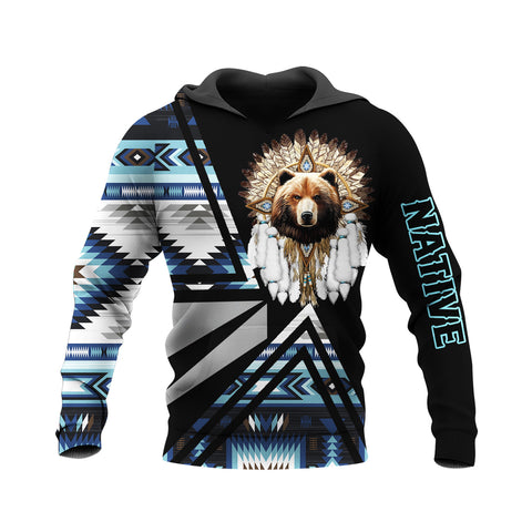 HD250123M05 Bear Chief Native American Pride 3D Hoodie