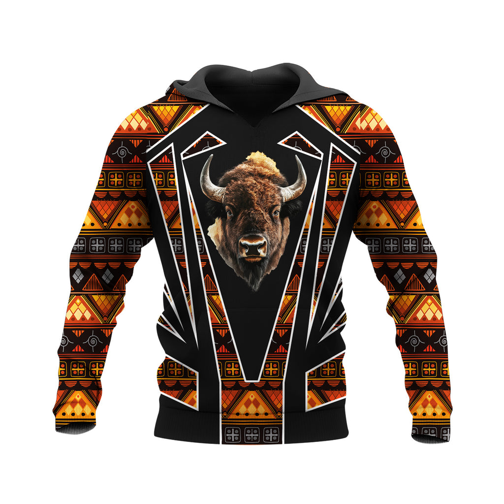 HD250205M08 Bison Head Native American Pride 3D Hoodie