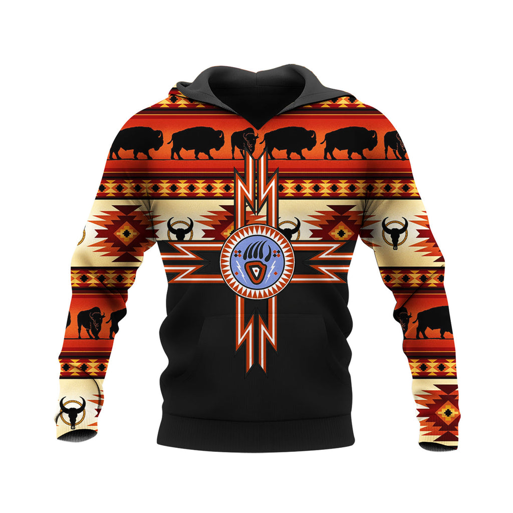 HD250424M07 Orange Bear Paw Native American Pride 3D Hoodie