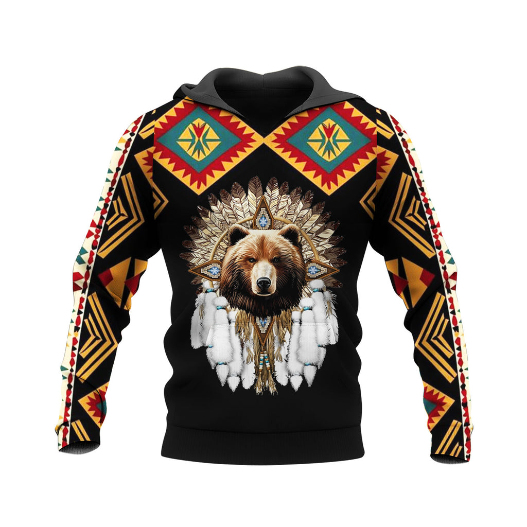 HD250424M16 Bear Paw Native American Pride 3D Hoodie
